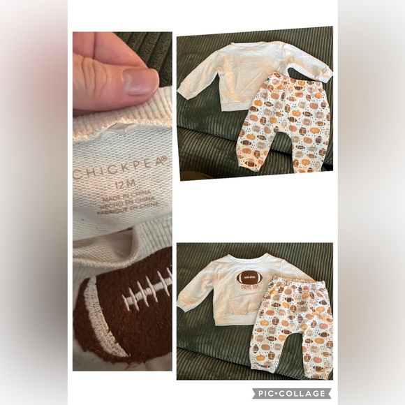 Chickpea Baby Football Pumpkin Fall Set Baby Boys 12m - Picture 1 of 1